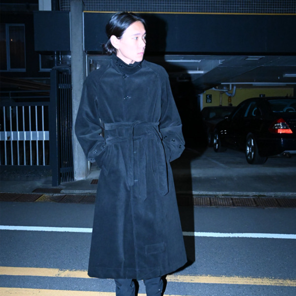 Sick and Tired /// CLASSIC LONG COAT WITH MUFFLER Black Corduroy 019