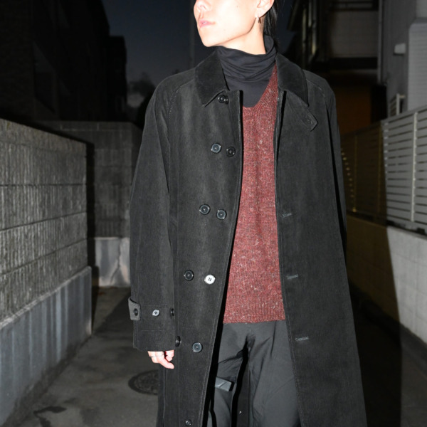 Sick and Tired /// CLASSIC LONG COAT WITH MUFFLER Black Corduroy 017
