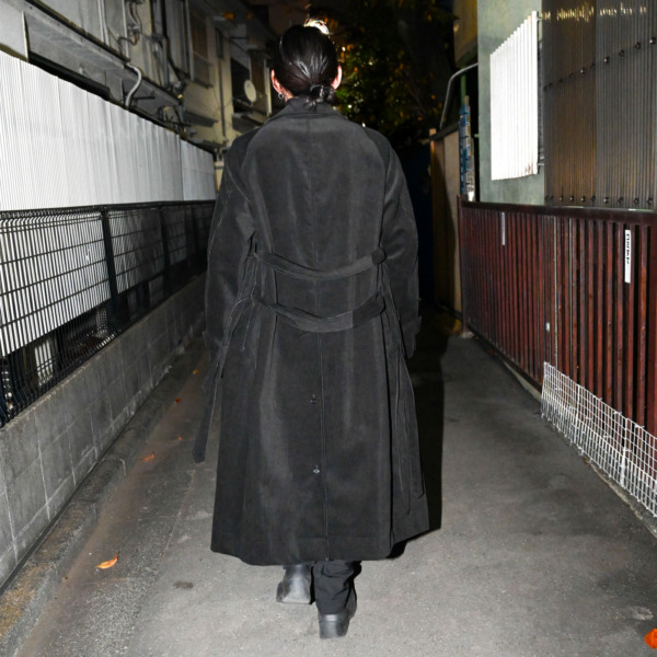 Sick and Tired /// CLASSIC LONG COAT WITH MUFFLER Black Corduroy 018