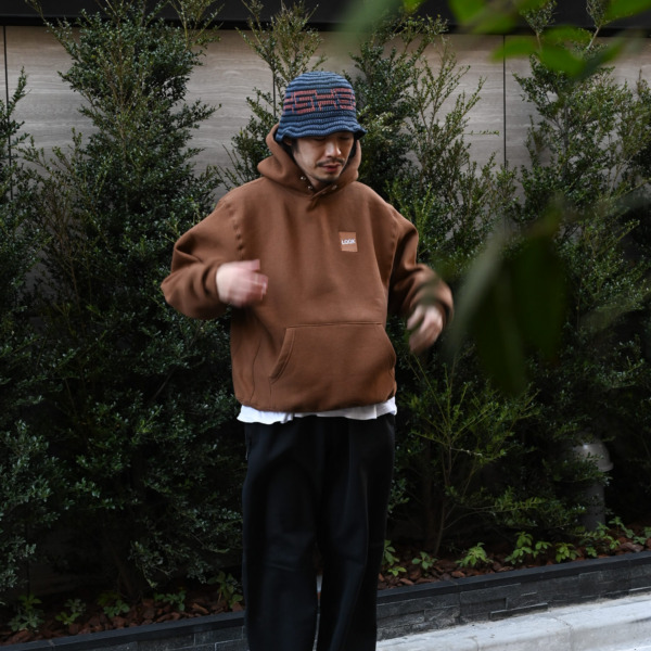 LQQK STUDIO /// Signature Snap Hoodie Brown 04