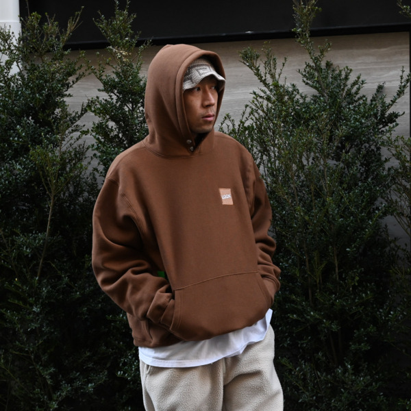 LQQK STUDIO /// Signature Snap Hoodie Brown 06