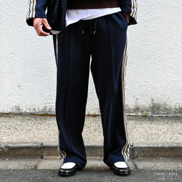 Sasquatchfabrix. /// LACE TAPE TRACK PANTS Navy 04