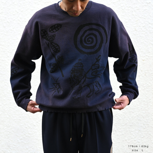 Sasquatchfabrix. /// ETHIOPIA PRINT VINTAGE SWEATSHIRT Navy 05