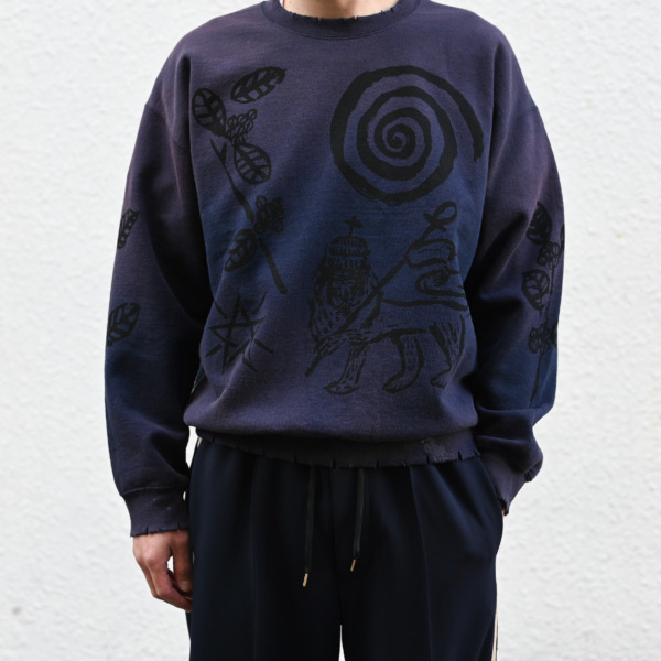 Sasquatchfabrix. /// ETHIOPIA PRINT VINTAGE SWEATSHIRT Navy 06