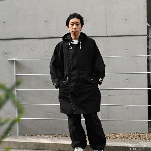 URU /// ZIP UP HALF COAT Black 05