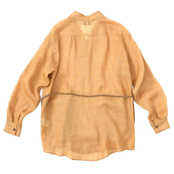 Sasquatchfabrix. /// LINEN WA-NECK BIG SHIRT Beige 02