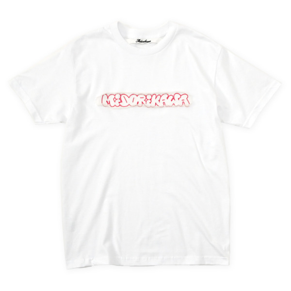 Midorikawa /// Nesm logo S/S Tee White × Pink 01