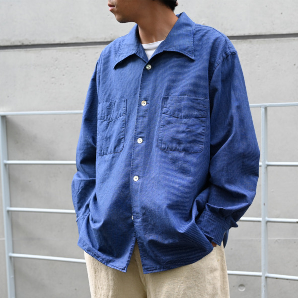 Marvine Pontiak shirt makers /// Open Collar SH Indigo ST 05