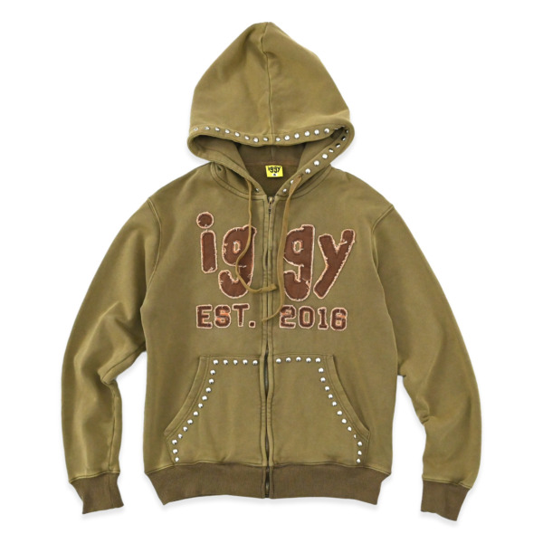 iggy /// Patchwork Studded Zip-Up Hooded Sweatshirt 01