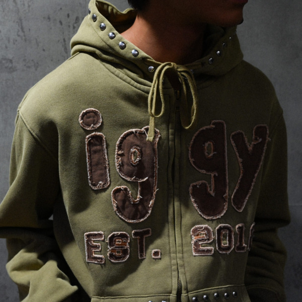 iggy /// Patchwork Studded Zip-Up Hooded Sweatshirt 06