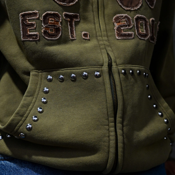 iggy /// Patchwork Studded Zip-Up Hooded Sweatshirt 07