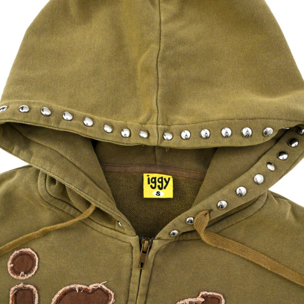 iggy /// Patchwork Studded Zip-Up Hooded Sweatshirt 02