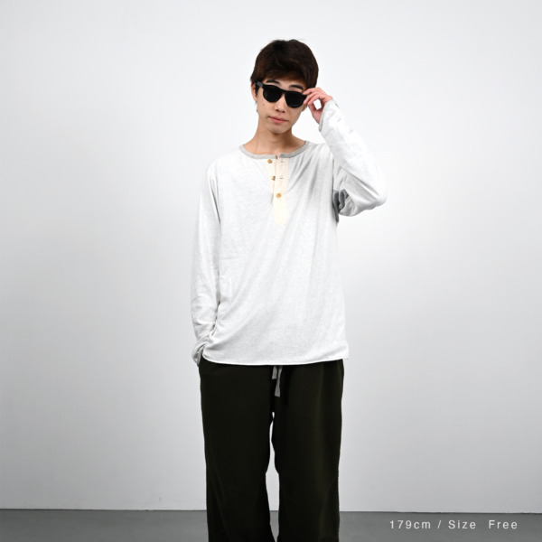 gourmet jeans /// HENRY NECK L/S White × Ash 05