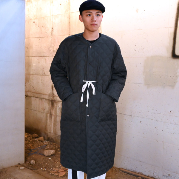URU /// RAYON NO COLLAR COAT Olive 06