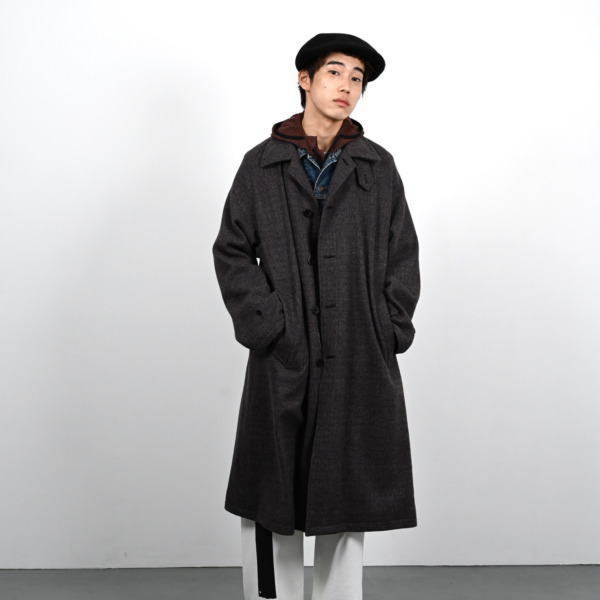URU /// KNIT MELTON BALMACAAN COAT Navy 06
