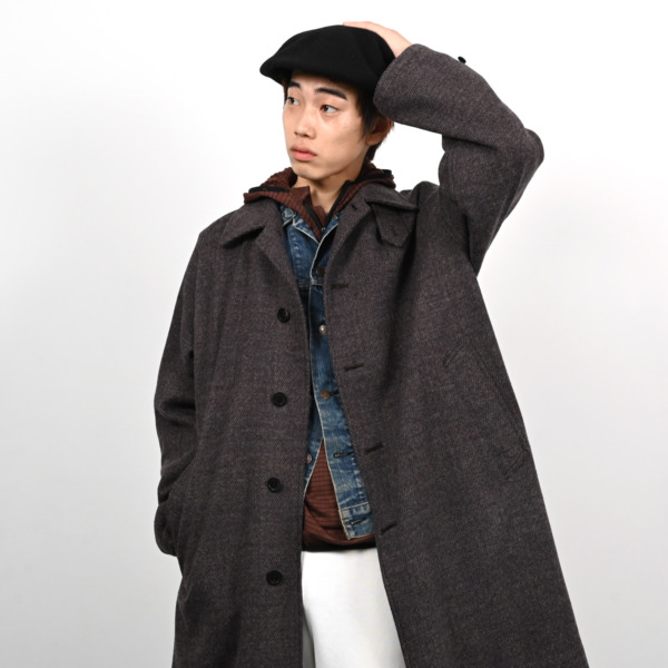 URU /// KNIT MELTON BALMACAAN COAT Navy 07