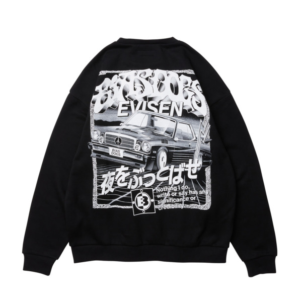 EVISEN / BIAS DOGS /// BLOW THE NIGHT! CREW SWEAT Black 02