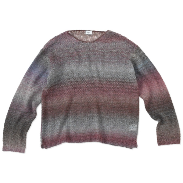 URU /// CREW NECK KNIT Gray × Pink 01