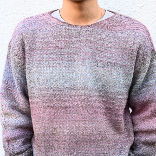 URU /// CREW NECK KNIT Gray × Pink 05