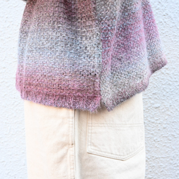 URU /// CREW NECK KNIT Gray × Pink 06