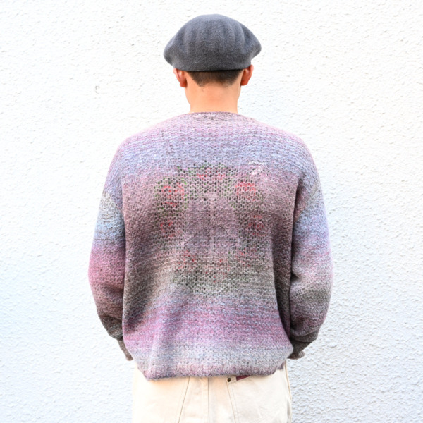 URU /// CREW NECK KNIT Gray × Pink 07