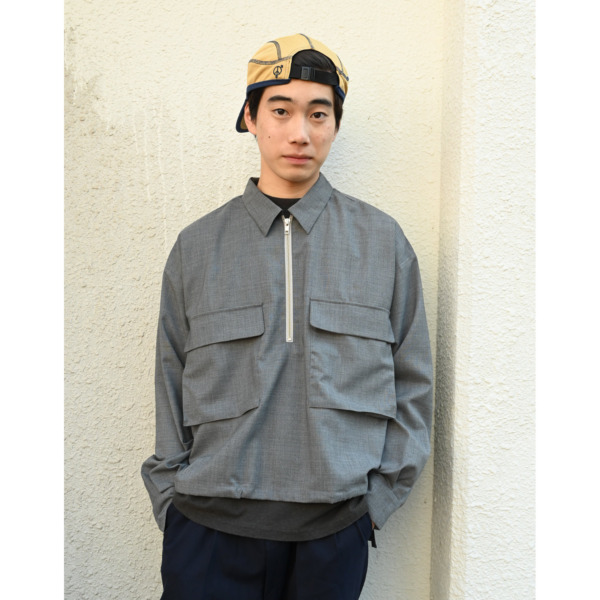 our /// Wool Half zip Shirts Gray 04