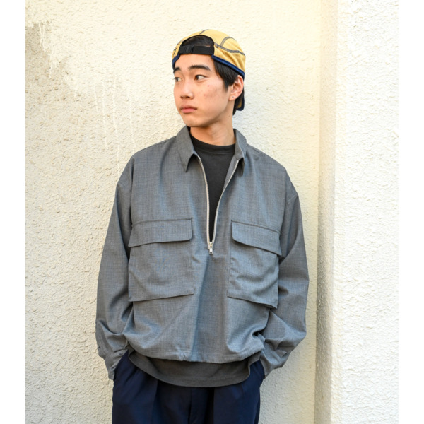 our /// Wool Half zip Shirts Gray 06
