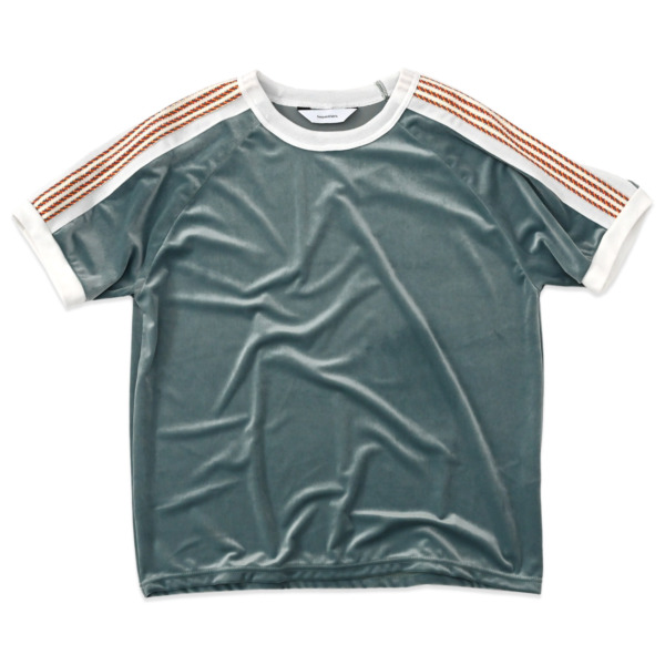 Sasquatchfabrix. /// LACE TAPE VELOUR T-SHIRT Blue Green 01