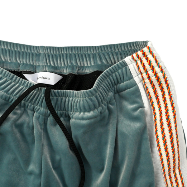 Sasquatchfabrix. /// LACE TAPE VELOUR SHORTS Blue Green 02