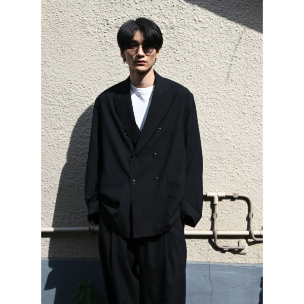 URU (WOOL TROPICAL - DOUBLE BREASTED JACKET Black) 通販