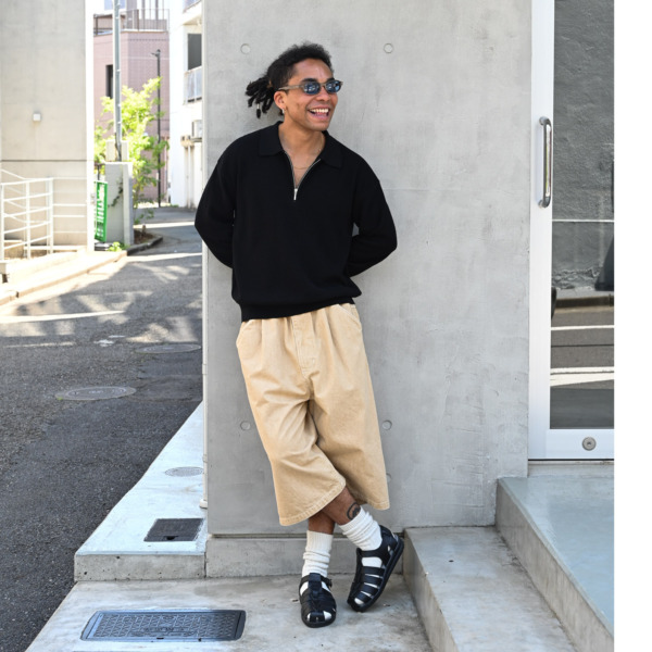 SUPPLY /// Half Zip Knit Polo Black 08