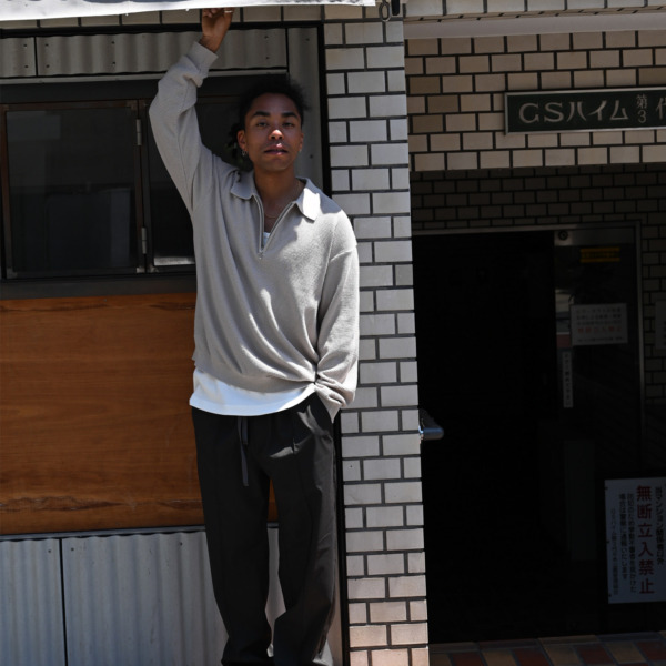 SUPPLY /// Half Zip Knit Polo Graybeige 05