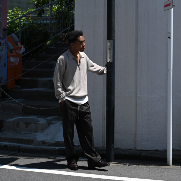 SUPPLY /// Half Zip Knit Polo Graybeige 06