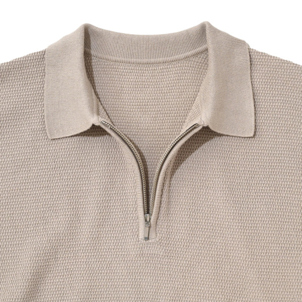 SUPPLY /// Half Zip Knit Polo Graybeige 02