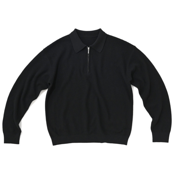 SUPPLY /// Half Zip Knit Polo Black 02