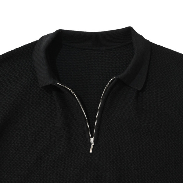 SUPPLY /// Half Zip Knit Polo Black 01