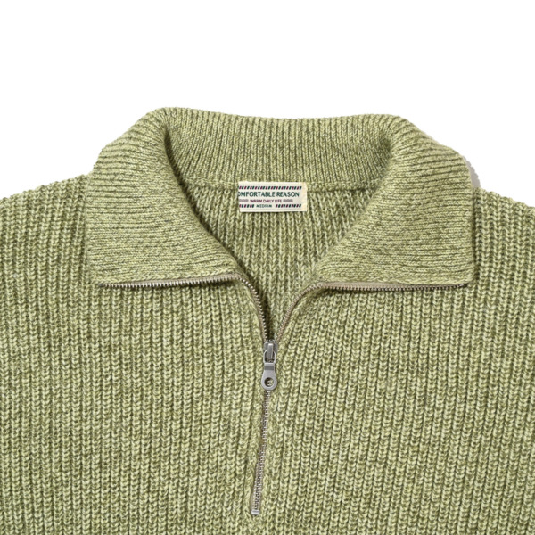COMFORTABLE REASON /// Harf Zip Knit LIME 03