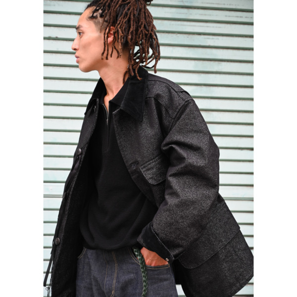 Midorikawa /// GLITTER CANVAS HUNTING JACKET Black 07