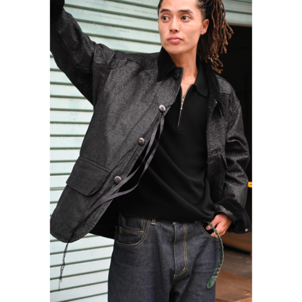 Midorikawa /// GLITTER CANVAS HUNTING JACKET Black 08