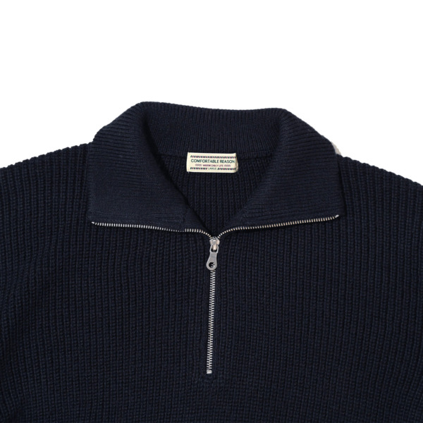 COMFORTABLE REASON /// Harf Zip Knit NAVY 02