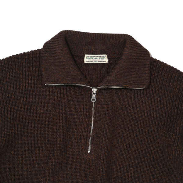 COMFORTABLE REASON /// Harf Zip Knit BROWN 02